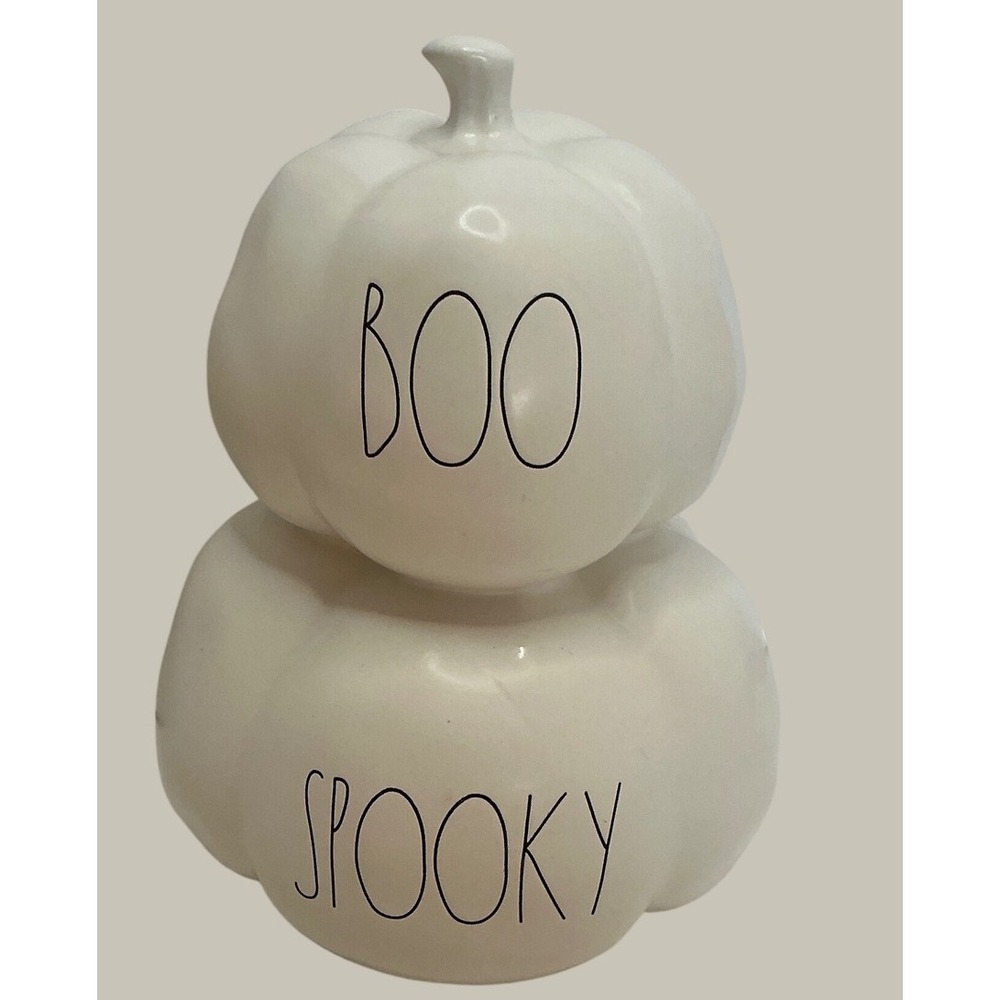 Rae Dunn Boo Spooky Stacked Ceramic Pumpkins White Halloween Farmhouse Decor